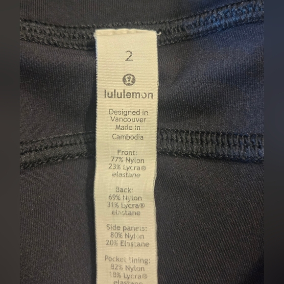 Lululemon Athletica Black Capri Leggings With Zipper Pocket & Mesh Down The Legs - Picture 2 of 10